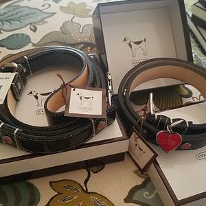❤NWT NIB COACH Patent Leather Dog Collar & Leash